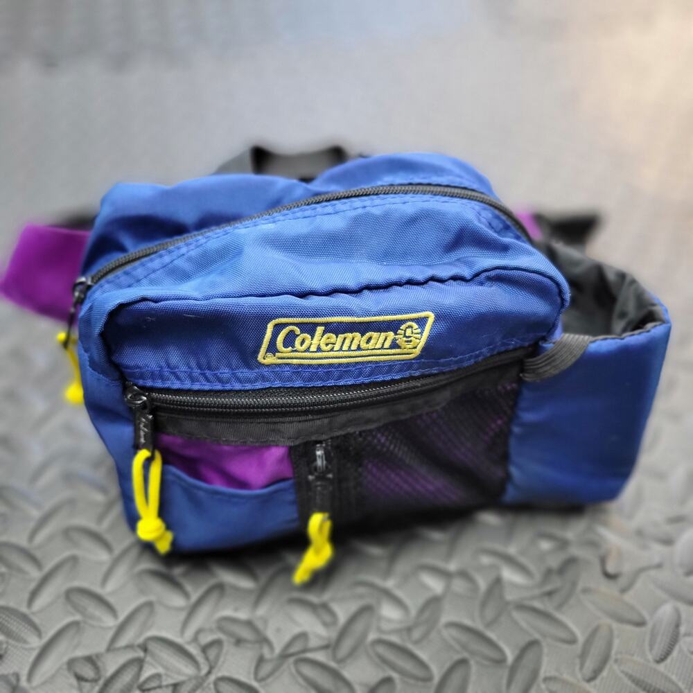 Coleman Retro Fanny Pack Waist Bag Blue Purple Yellow Gorpcore Outdoor Festival